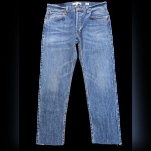 RE/DONE Levi's 90s Mid Rise Relaxed Raw Hem Med Vein Sz 26